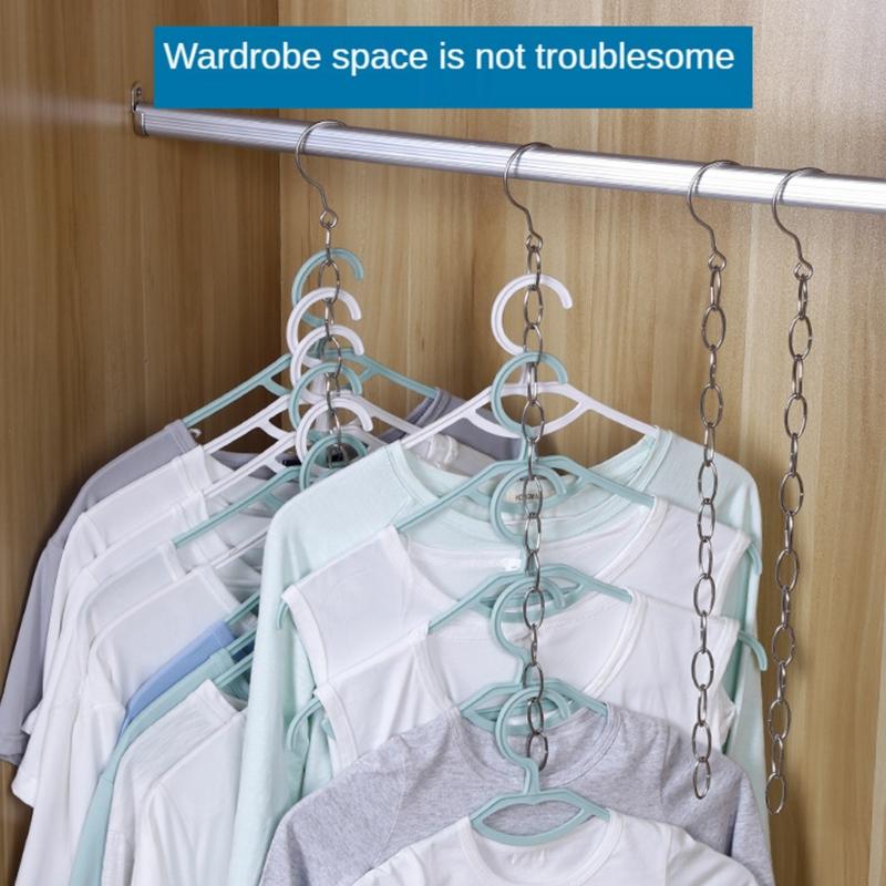 55kf Space Saving kledinghanger ketting Roestvrijstalen kast Organisator metalen trapsgewijze hangers multi-poorts ring met haak