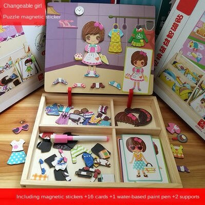 3d houten magnetische puzzels voor kinderen sticker montessori baby up educatief figuur dieren voertuig tekenbord leerzaam speelgoed