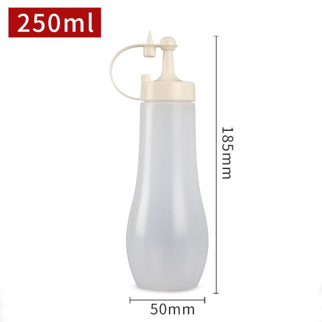 Würze Squeeze Flasche Sauce Squeeze Squirt Flasche für Küche Sirup Salat Dressing Öl Ketchup Container Food Dispenser: White-250ml