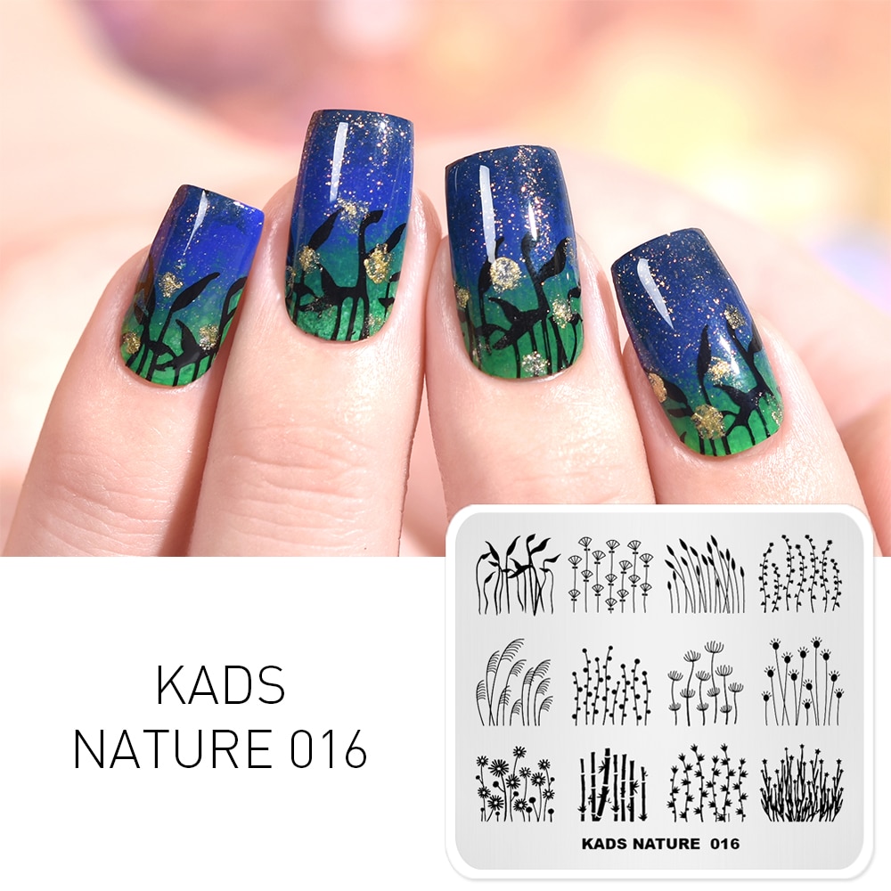 KADS Stempelen Plaat Natuur 016 Wilde Lively Planten Image Template Nail Stempel Sjablonen Nail Mold Stencils voor Nagels