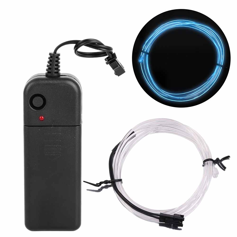 Auto Innen Atmosphäbetreffend Lampe Streifen Scheren Neon- EL Kalt Licht Draht Licht AA Batterie Regler Umgebungs Dekorative Licht Lampe: Elfenbein / 4300 Karat Weiß gelb