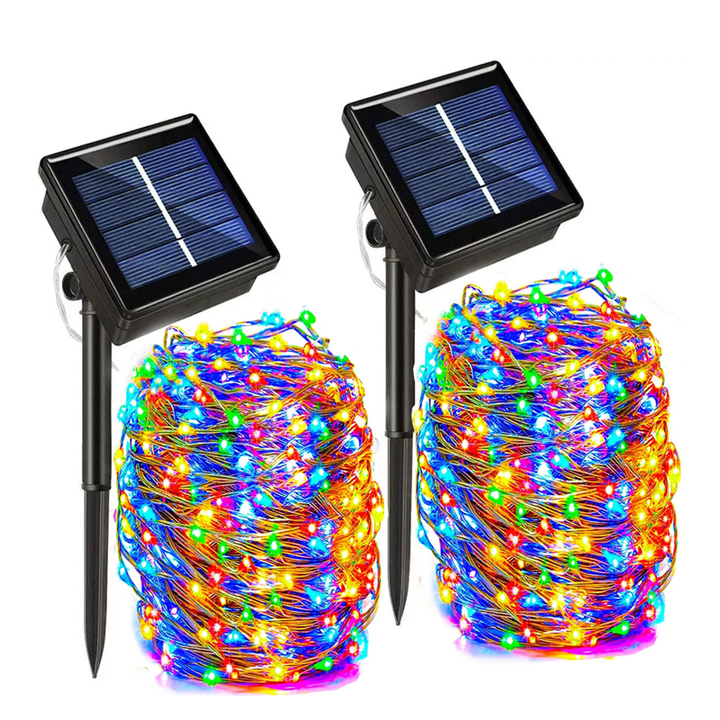 Guirnalda de luces solares para exteriores, luces de hadas impermeables para jardín con 8 modos de iluminación para Patio, árboles, decoración de de Navidad y boda
