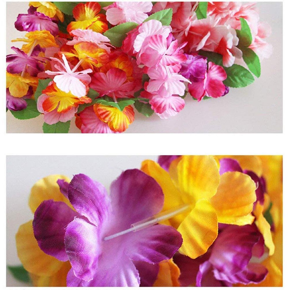 6Pcs Kunstmatige Bloem Krans Hoofdtooi Hoofdband Tropische Decoratieve Hawaii Luau Krans Hoofddeksels Feestartikelen Hoofddeksel