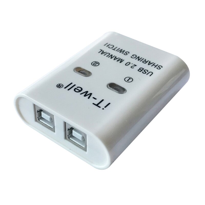 Usb Printer Delen Apparaat 2 In 1 Out Printer Sharing Switch 2-Port Manual Kvm Switching Splitter Hub Converter: WHITE