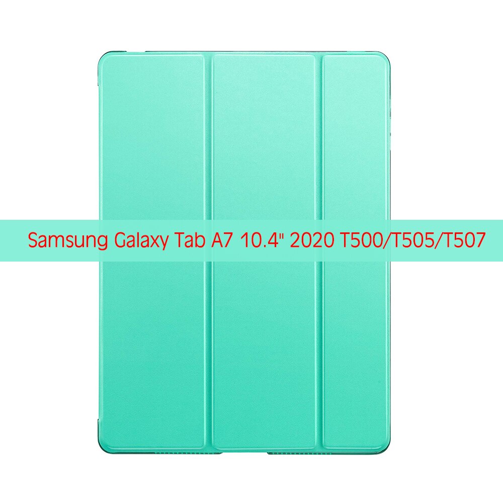 Case Voor Samsung Galaxy Tab A7 10.4 ''Fundas Voor Tab A7 10.4'' SM-T500 T505 T507 Pc Back pu Lederen Smart Cover Auto Sleep: Mint