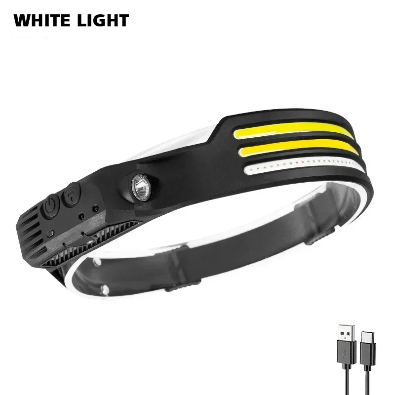 1-10Stck Induktion Scheinwerfer Kolben Scheinwerfer Eingebaute Batterie Taschenlampe USB Aufladbare Kopf Taschenlampe 5 Beleuchtung Modi Scheinwerfer: Grün / Beige