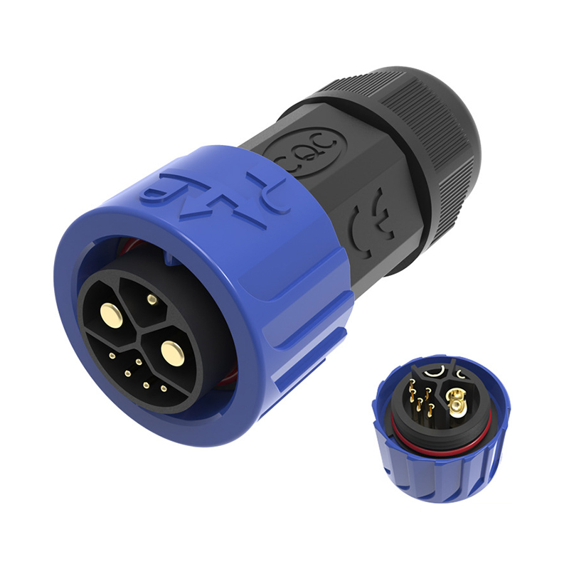 Outdoor Wasserdicht M23 2 + 1 + 5 Selbstsichernde Lade Stecker Männlich Weiblich Signal Integrierte Geschweißte Draht Batterie Steckdose IP67: Lavendel