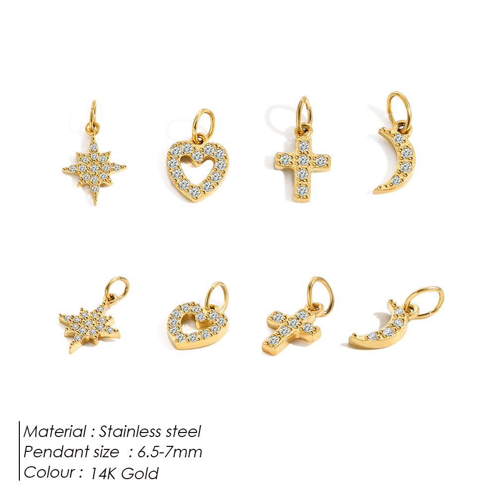 Cz Stone Beginletter Rvs Alfabet Bedels Hanger Verguld Diy Sieraden Waterdicht Voor Ketting & Armband