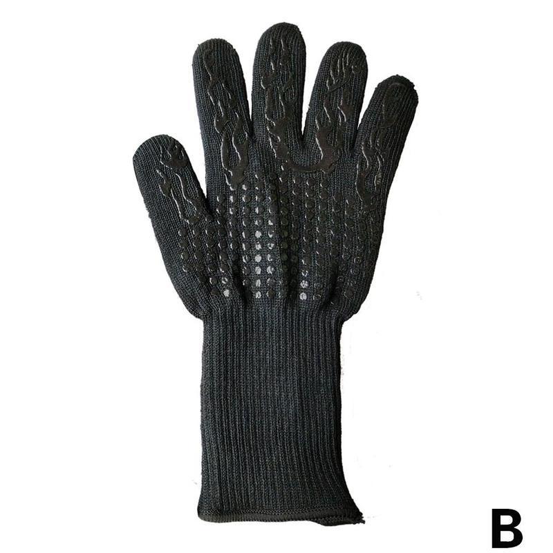 1pcs Kitchen Fireproof Gloves Heat Resistant Thick Grill Baking Mittens Barbecue For Bbq Oven Dish Gloves Roast Wash Silico P2T3: B