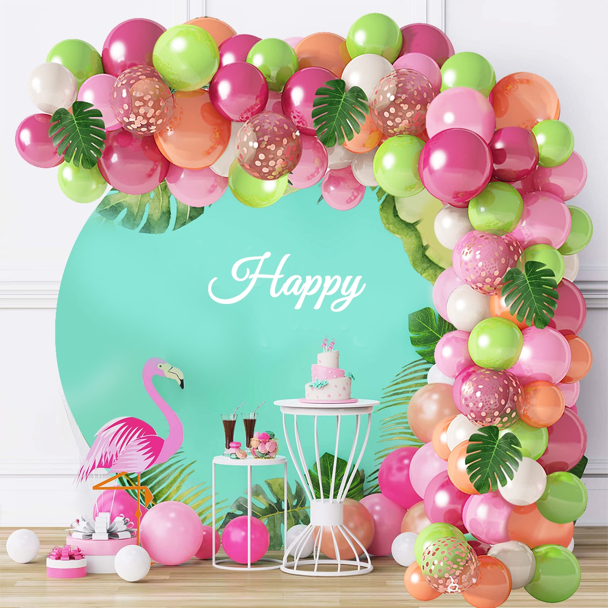 Hawaiianische Ballon-Girlande, Bogen-Set, tropischer Sommer, Hawaii-Party-Dekoration, Flamingo, Aloha, für Kinder, Babyparty, Geburtstag, Party-Dekoration