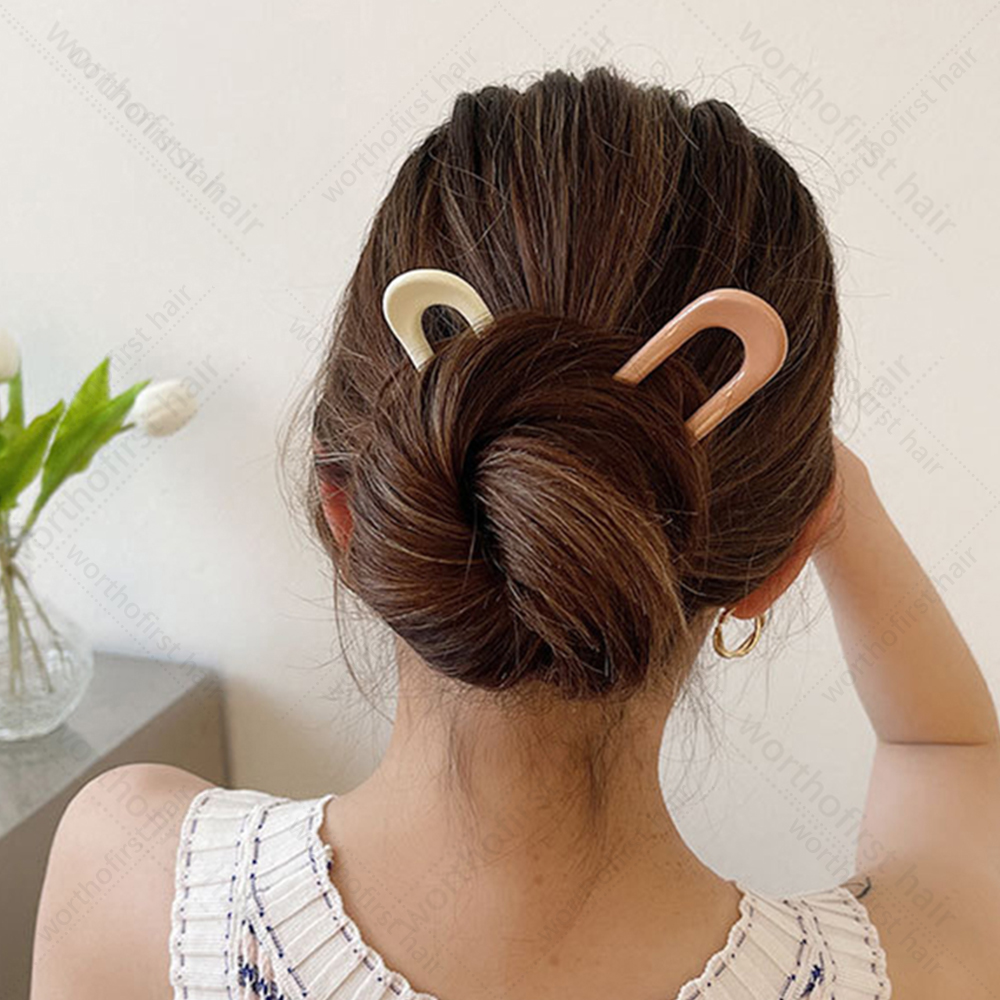Women Hairpin Simple U Shape Plastic Hair Sticks Sweet Hair Holder Clips Headband Hair Accessories