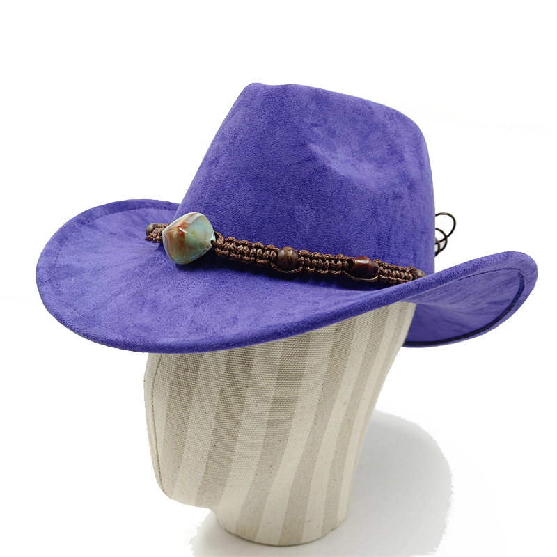 Cappello da cowboy viola nuovi accessori per cappelli da cowboy cappello da cowboy cappello in materiale scamosciato nuovo cappello da cavaliere da uomo e da donna tutto'aperto