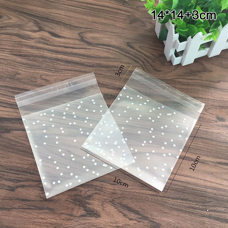 100 Stks/set Verpakking Bag Plastic Koekjes Verpakking Brood Bakken Levert Wit Dot Candy Cookies Pakket Party Wedding Decor: A2