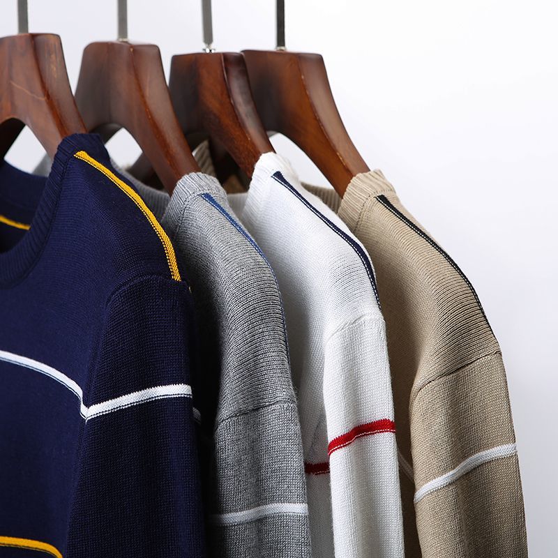 KPOP Style Harajuku Slim Fit Undershirt Casual All Match Knitwear Insert O Neck Stripe Patchwork Long Sleeve Sweaters