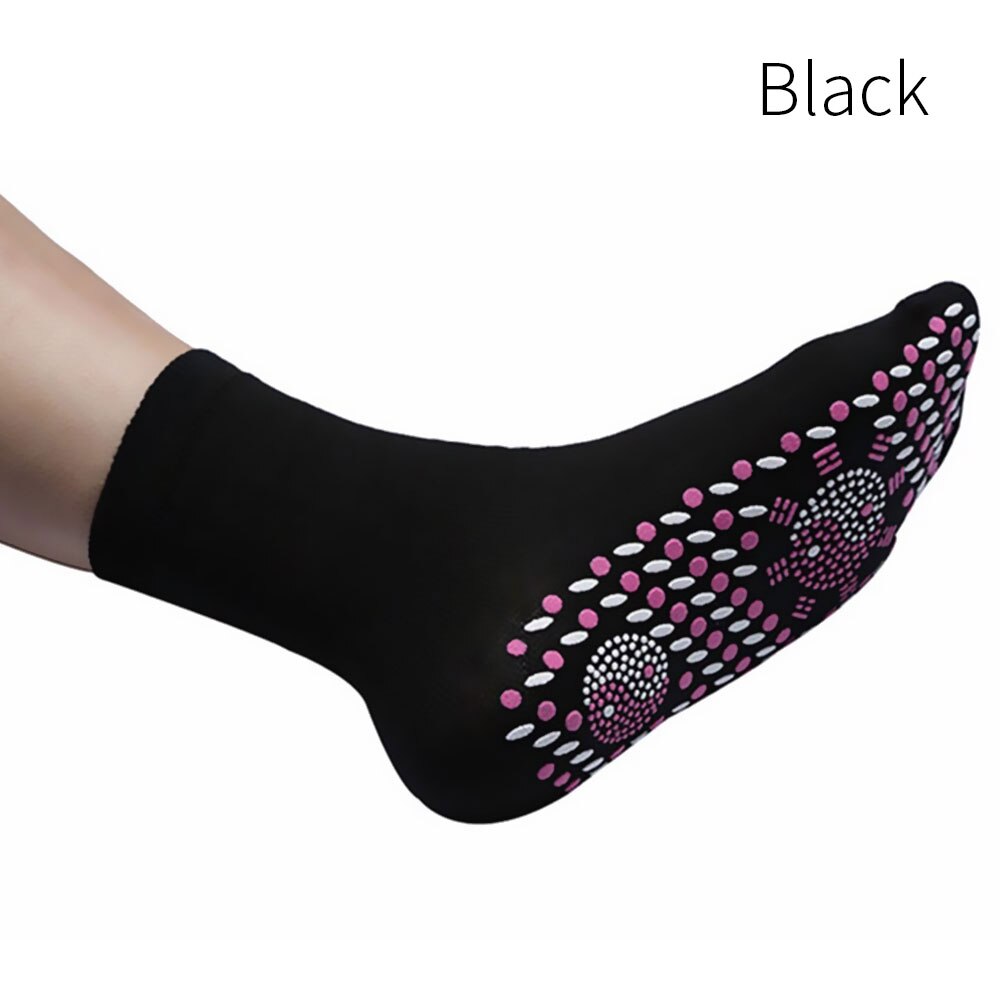 Winter Magnetic Therapy Massage Socks Tourmaline Self-Heating Health Care Breathable Massager Winter Warm Foot Care Socks: Black