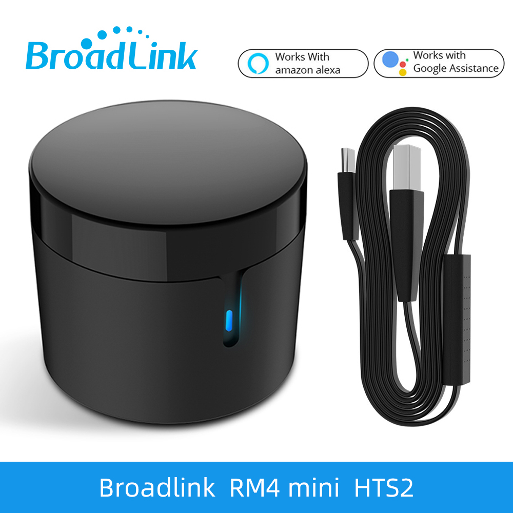 Broadlink  rm4 pro  rm4 mini  rm4c version wireless universal remote control hub with hts 2 temperature and humidity sensor smart home solution: Rm4 mini hts 2