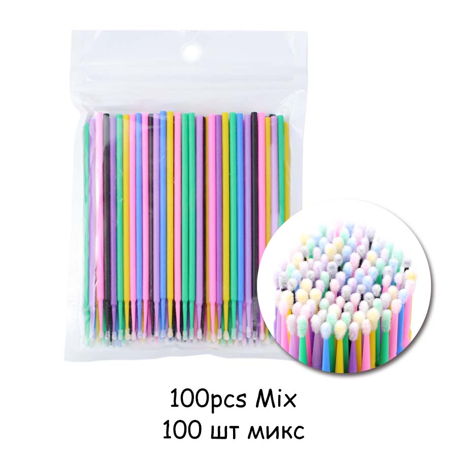 50/100pcs Disposable Micro Brushes Applicators Micro Brush Dentistry Odontologia Extension Cleaning Swabs Lash Lift Glue Remover: 100 pcs mixed