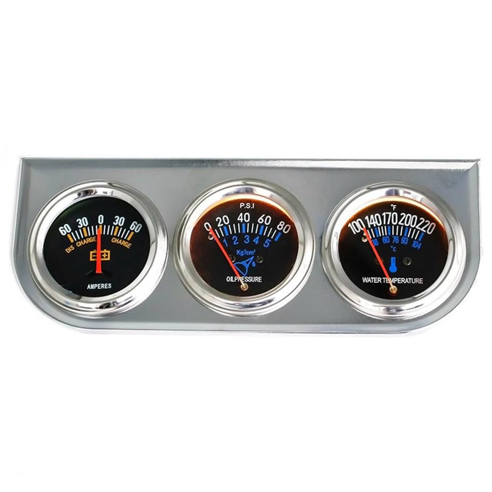 Triple Gauge Kit Olie Druk Water Temp Gauge Chrome 2 "52Mm 3 In 1 Amp Meter Universa Auto meter Accessoires