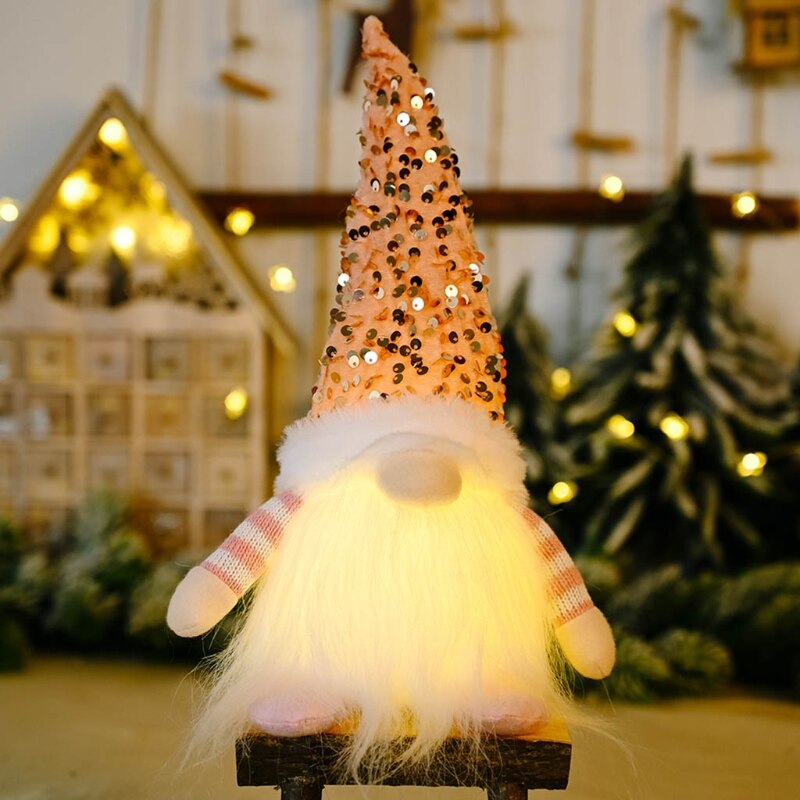 Handgemaakte Pailletten Kerst Gnome Met Led Licht, Met Tomte Gnomes Kerstman En Elf Ontwerpen: WHITE