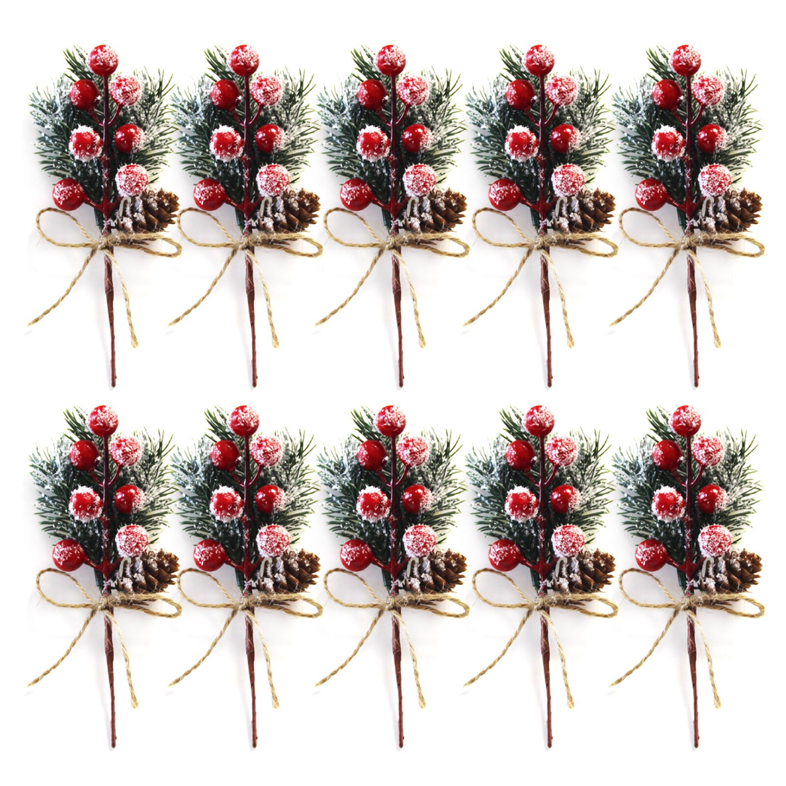 10pcs Plant Decorations Christmas bouquet Pine Needles Christmas Accessories 15cm Xams ornaments Holidays Tree Ornament Making: Red