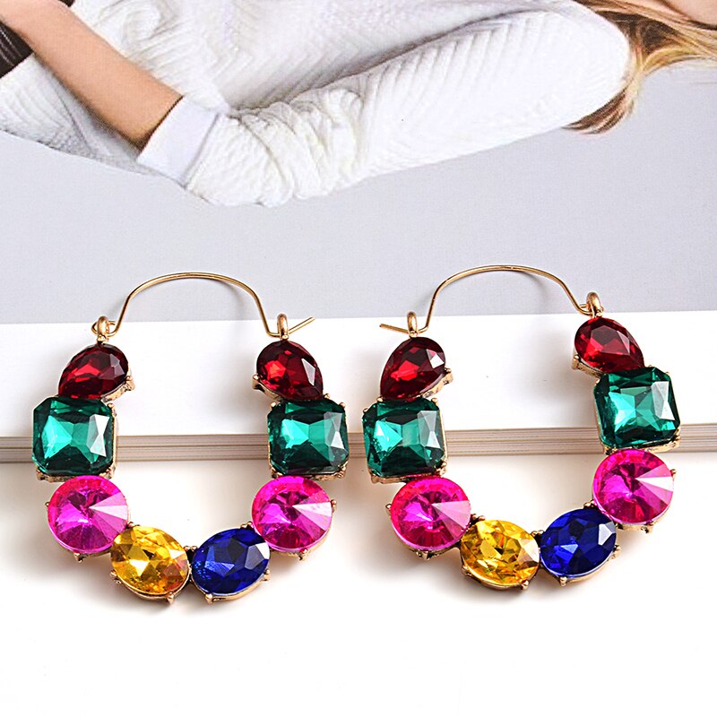 arrivel Colorful Rhinestones Metal Long Earring High Crystals Earrings Jewelry Accessories For Women: Multicolor