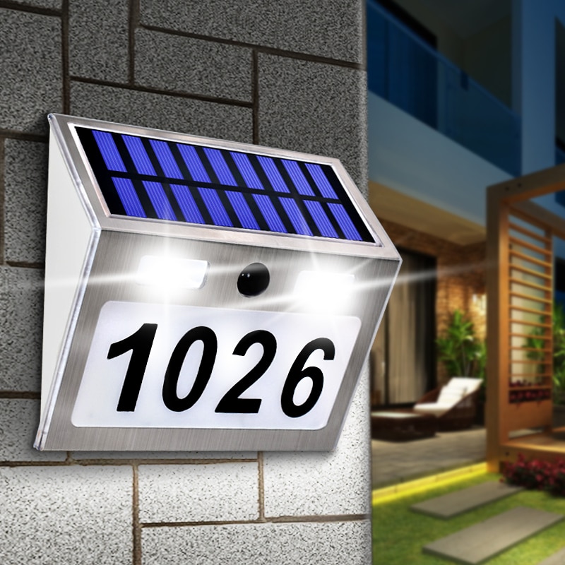 Solar Huisnummer Plaque Licht Met 200LM Motion Sensor Led Verlichting Adres Nummer Voor Huis Tuin Deur Solar Lamp Verlichting