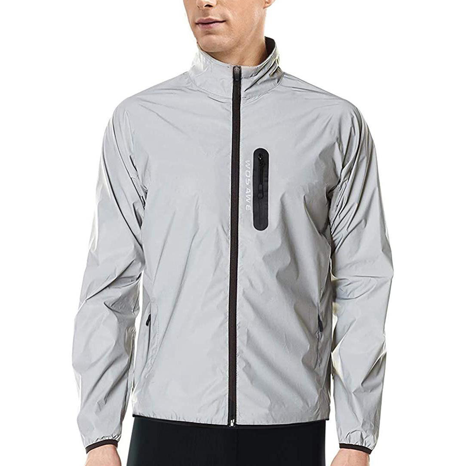 Men's Reflective Jacket Cycling Running Jacket Waterproof Rain Coat Windbreaker Travel Sports Coat