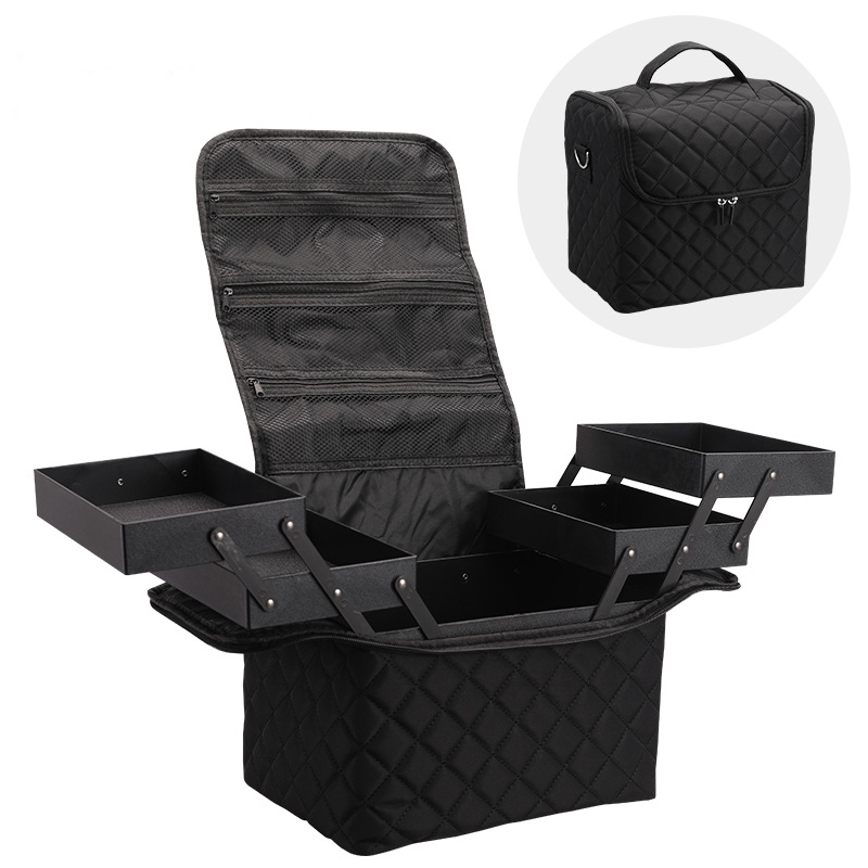 Scatole per cosmetici da donna Kit per Nail Art con cerniera custodia per Organizer borsa per il trucco professionale borse per il trucco a quadri di grande capacità