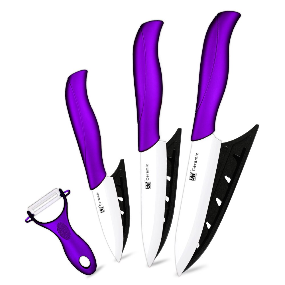 Xyj keramisk køkken kok kniv sæt farverige køkken keramiske knive 3 " 4 " 5 " 6 " tommer med kappeholder stativ madlavningsværktøjer: D .4 stk sæt