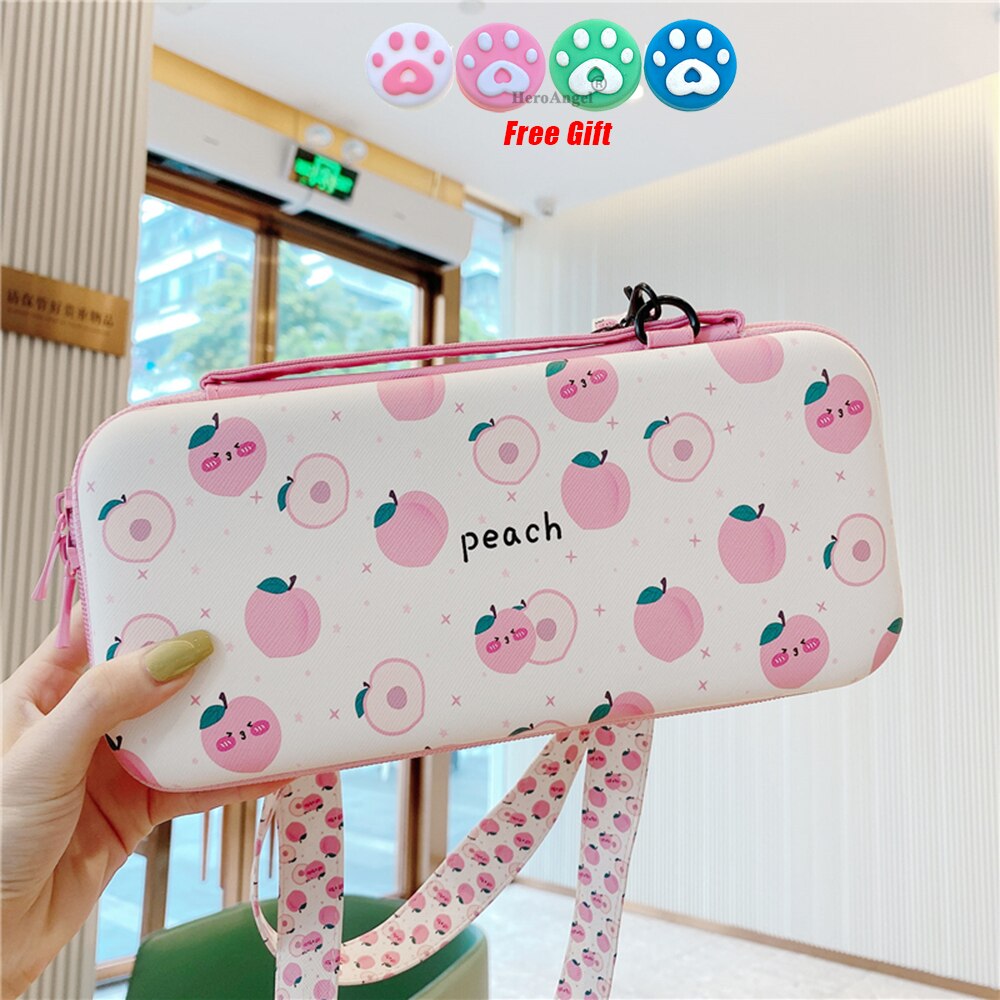 Portable Shoulder Strap Lanyard Travel Storage Bag For Nintendo Switch Game Console Box Shell Cover Cute Fruits Protective Case: SG03