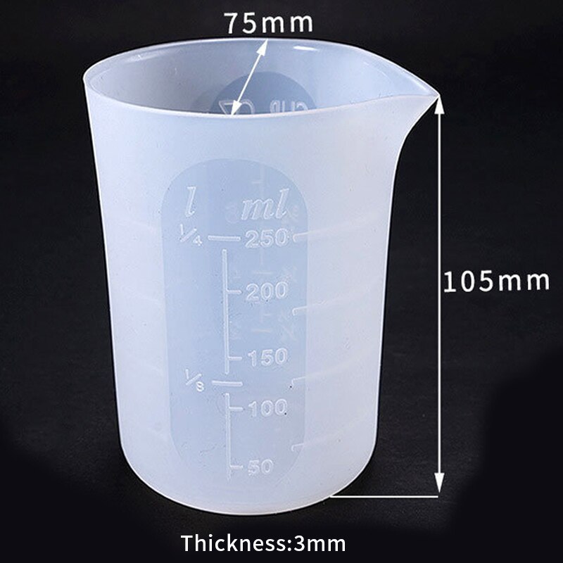 Non-stick Silicone Washable And Reusable Measure Cup 250ml DIY Jewelry Making Tool Epoxy Resin Cups Mixing Cup Stirring Stick: 250ml