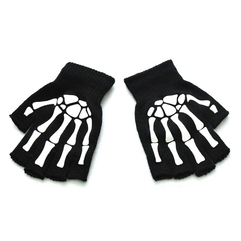Halloween-stijl handschoenen horror schedel klauw bot skelet halve handschoenen nieuwigheid unisex wanten handschoenen winter handwarmer: 01