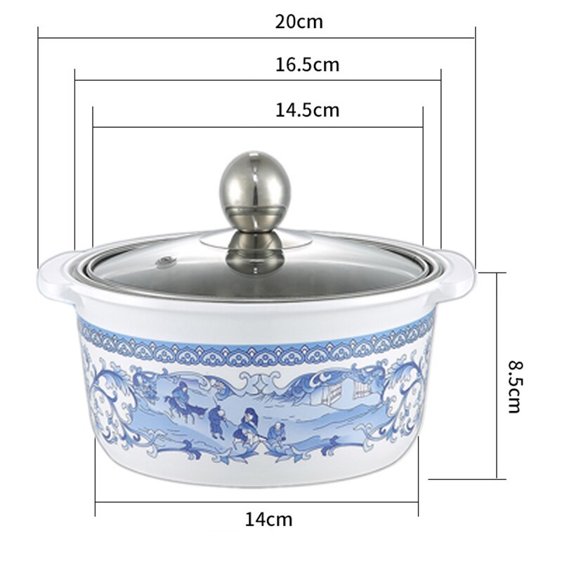1.1L marmite clair Pot à soupe Anti-brûlure gaine avec éléments chinois modèle marmite Induction cuisinière Pot maison marmite