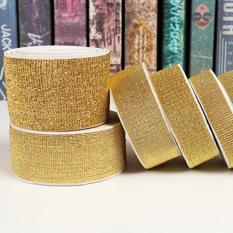 5Yards Glitter Elastische Spandex Band Goud Zilver Elastische Lint Bra Strap Lingerie Jurk Diy Naaien Trim Craft Tailleband Elastische
