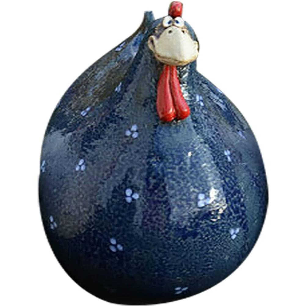 Hars Kip Standbeeld Plug In Haan Hens Vogel Rand Zits Outdoor Yard Art Sculptuur Voor Boerderij Gazon Tuin Decoratie: Blue dot chicken