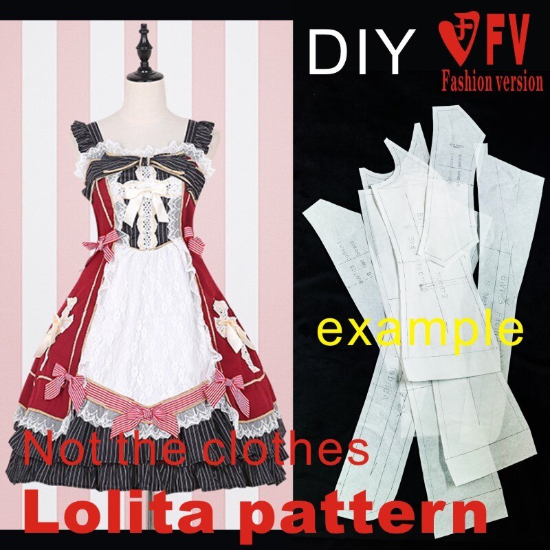 Lolita skirt pattern sewing structure drawing women's suspender dress clothing pattern LOLI-3