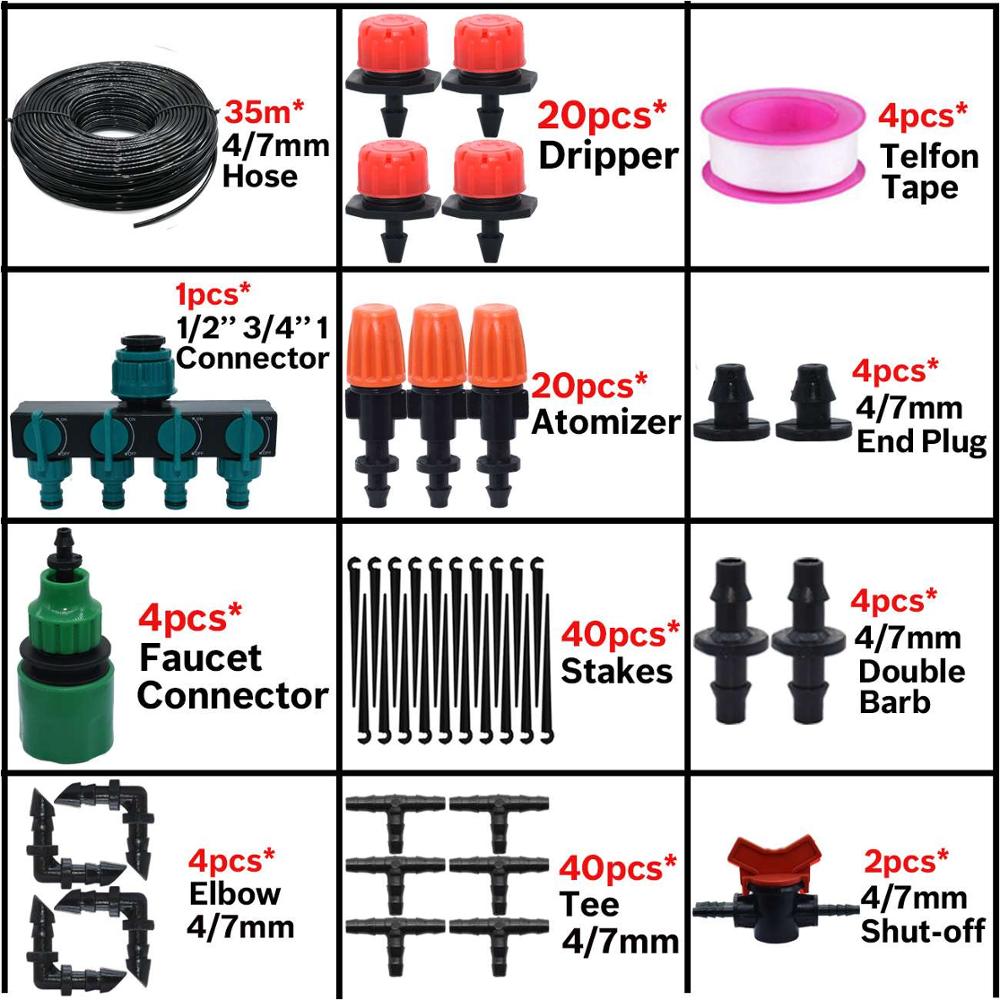 KESLA Garden Micro Drip Irrgation Watering Kits Timer Controller Automatic Misting Cooling Sprinkler System Flowers Greenhouse: KSL01-048-35M