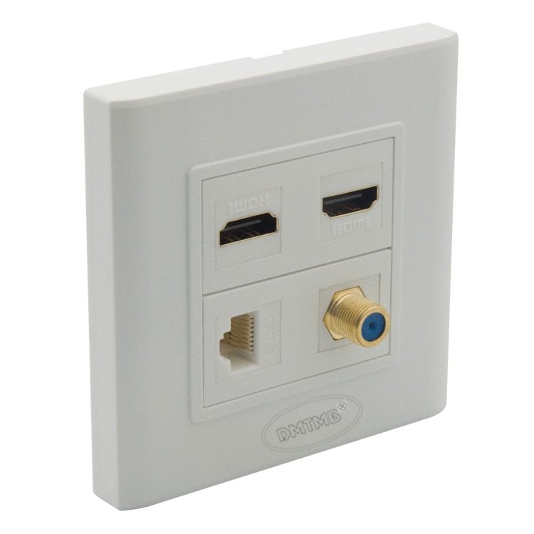 2 Poorten HDMI, 1 port F hoofd TV, 1 port CAT6 RJ45 muur plaat met vrouw-vrouw connectors