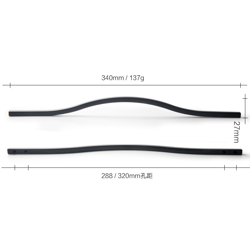 Line pattern / handle and Knobs European gold Handles Drawer Pulls Bathroom Pulls Kitchen Cabinet Door Handle Pull: 320mm-black-1pc