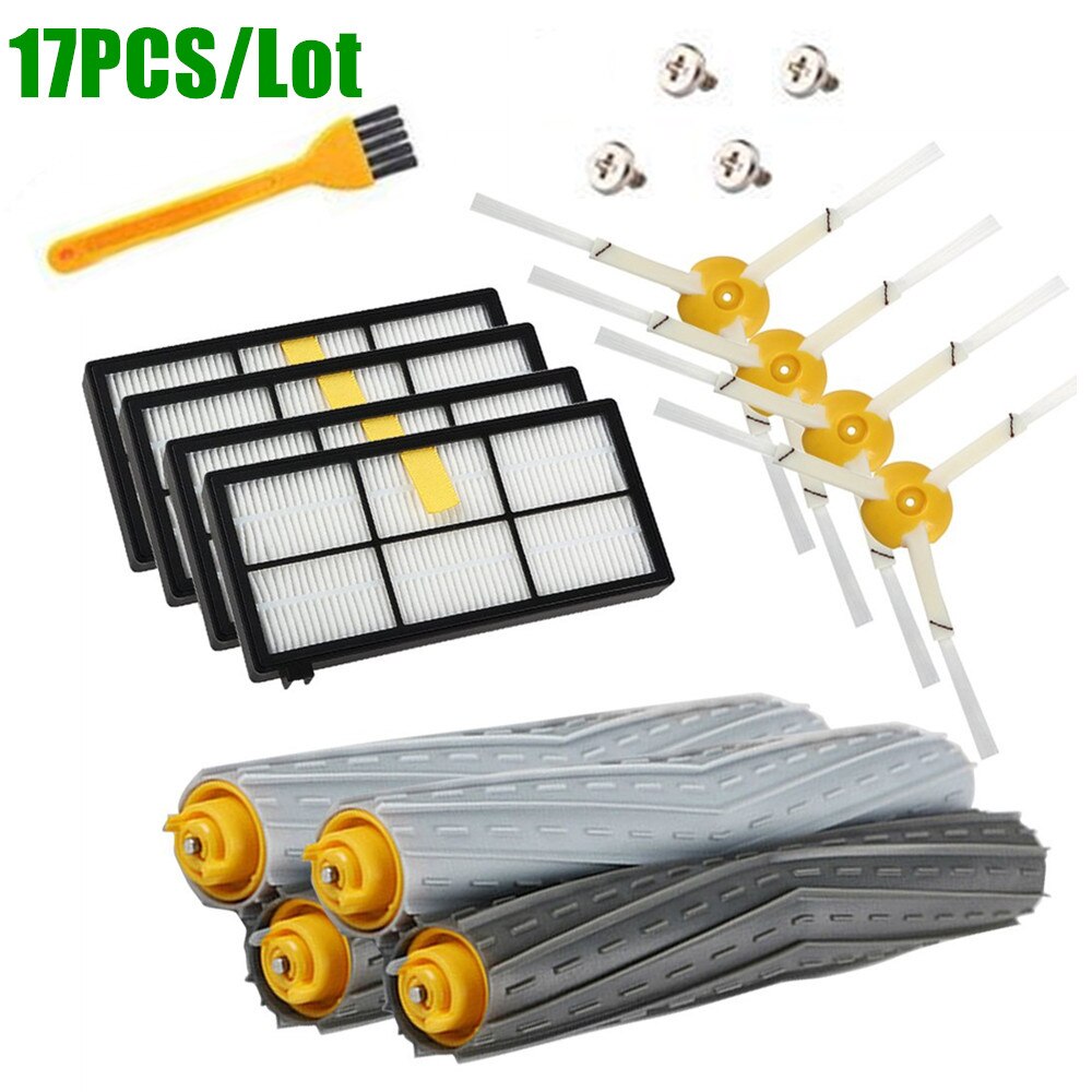 Til irobot roomba dele kit serie 800 860 865 866 870 871 880 885 886 890 900 960 966 980 -  2 2 børster og filtre: 17 stk