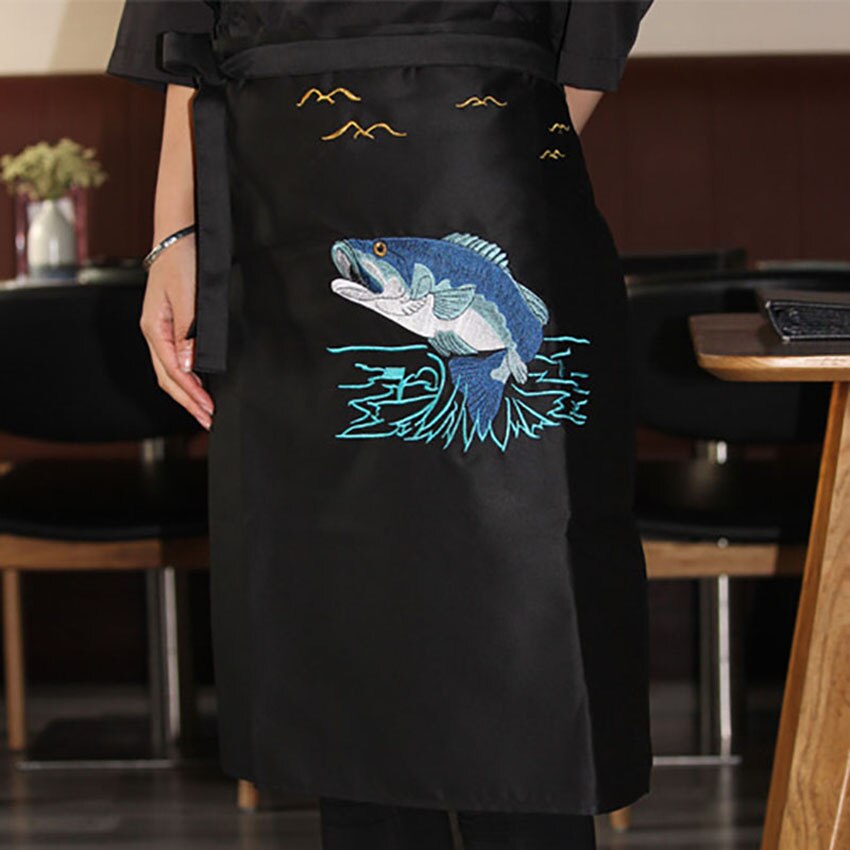 Kokken work&wear uniform madlavning bage forklæder grime broderi blomme blomst seafood hagesmæk køkken restaurant anti-olie forklæde
