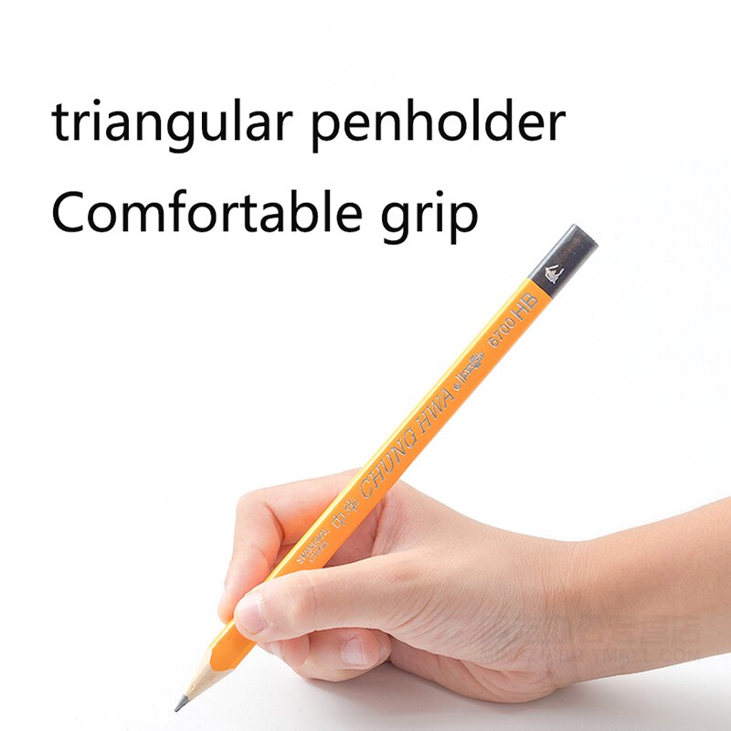 12PCS China Brand Big Triangle Pencil Children's Corrective Grip Posture HB Thick Rod Kindergarten Primary School Pupils Practi