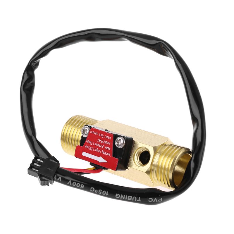 G1/2" Brass Hall Flow Rate Meter NTC Temperature Measurement Water Flow Sensor Meter