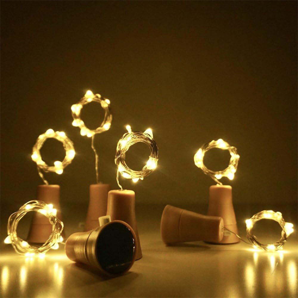 Guirnalda de luces solares para botellas de vino, 20LED, alambre de cobre Solar, luces de hadas con forma de corcho, lámpara navideña para decoración de jardín, de boda