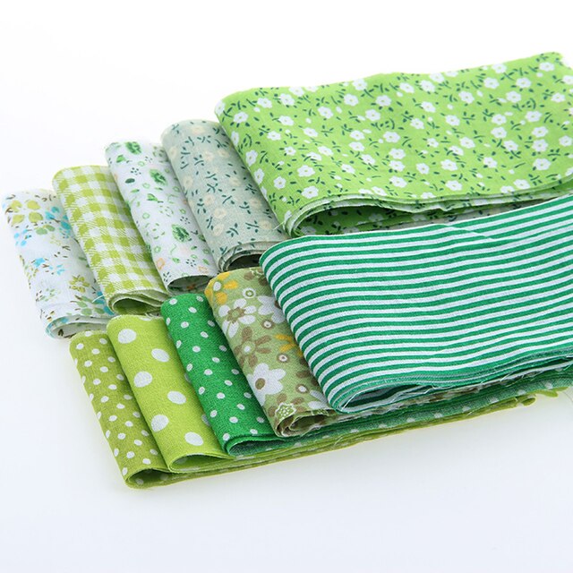 Telas de algodón fino de baja densidad, tela de retazos de tiras, Material de costura y acolchado para bricolaje, accesorios hechos a mano, 6x10 0cm/tobillo: Green