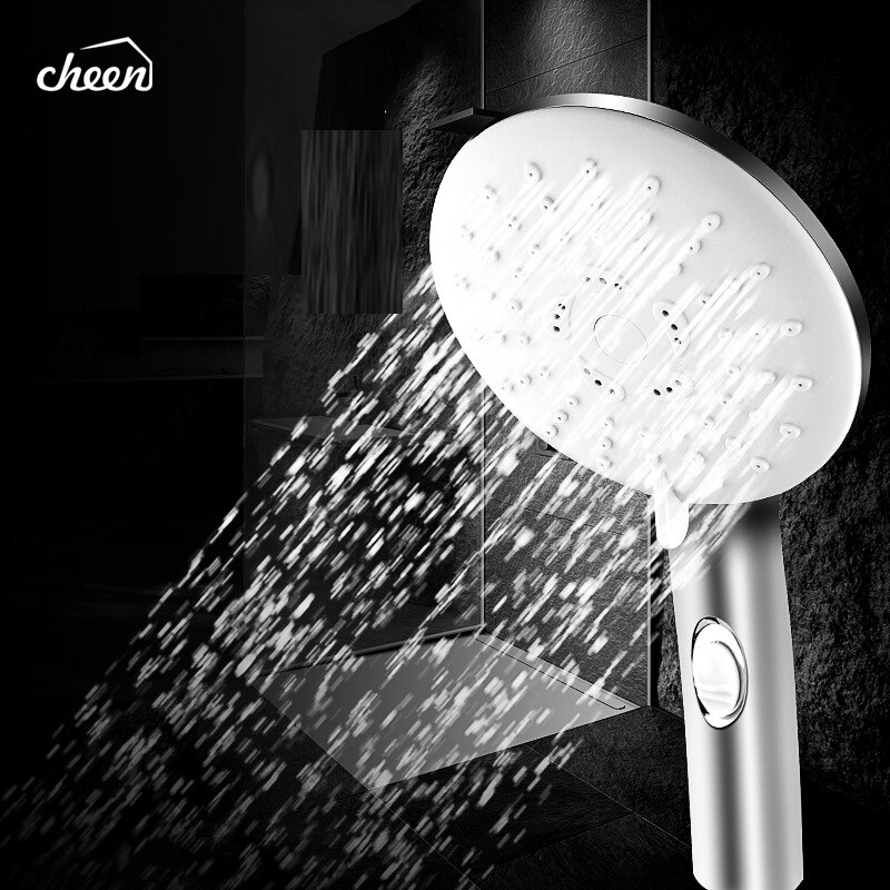 Cheen Hand Held Shower Head 3 Mode Durable ABS Plastic Nozzle Switch Button Spray Head Shower Self cleaning