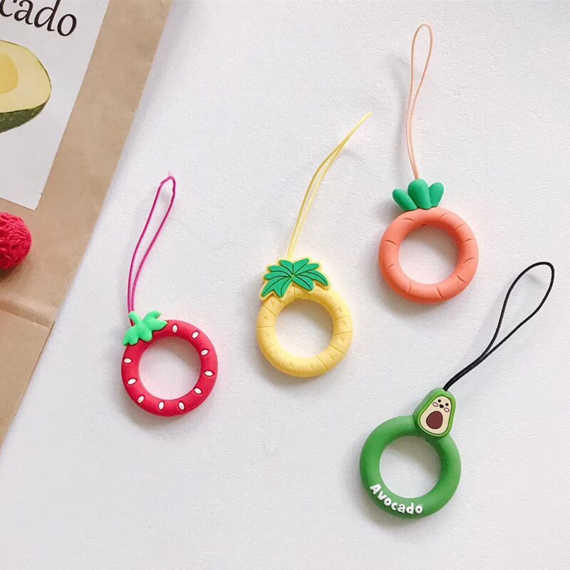 Bonito llavero de piña aguacate, Correa Universal de silicona para teléfono móvil, colgante para GoPro, correas para teléfono móvil: random