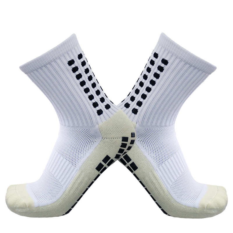 Mens Womens Heel Shield Pattern soccer Socks Sports Square Silicone Non-Slip Football Socks calcetines antideslizante futbol: Silver
