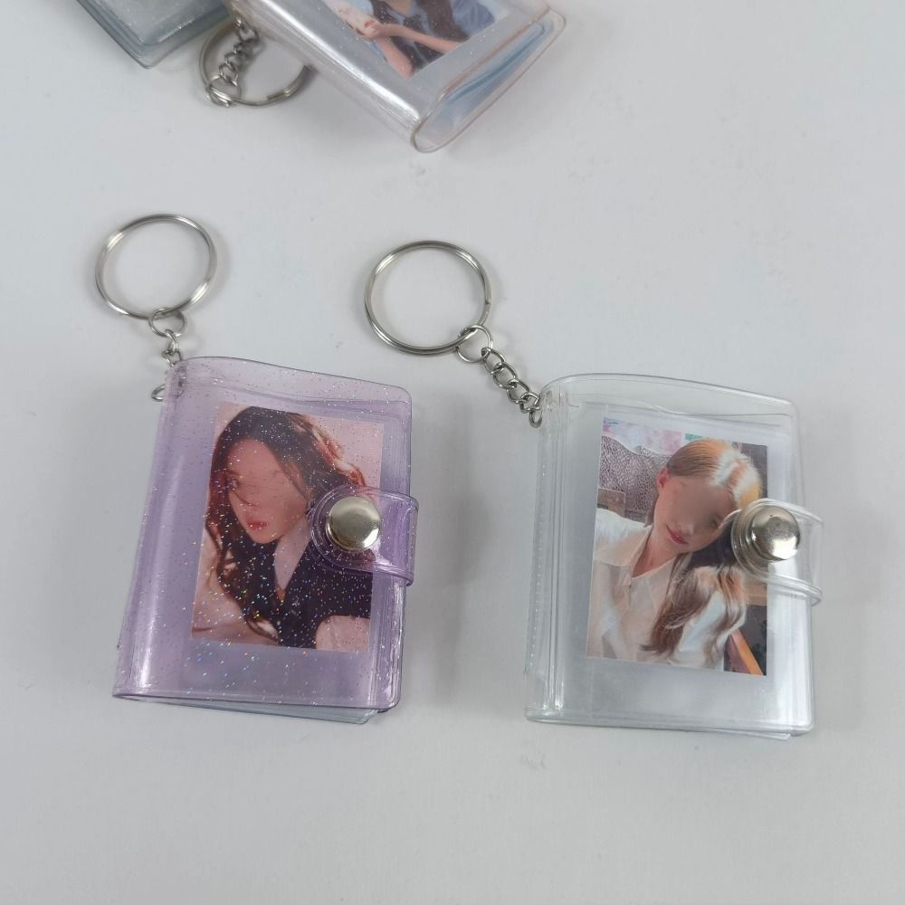Met sleutelhanger Mini-fotoalbum Eenvoudig drukknopontwerp Opslag Fotokaarthouder PVC DIY Draagbare zakalbum Fotosticker