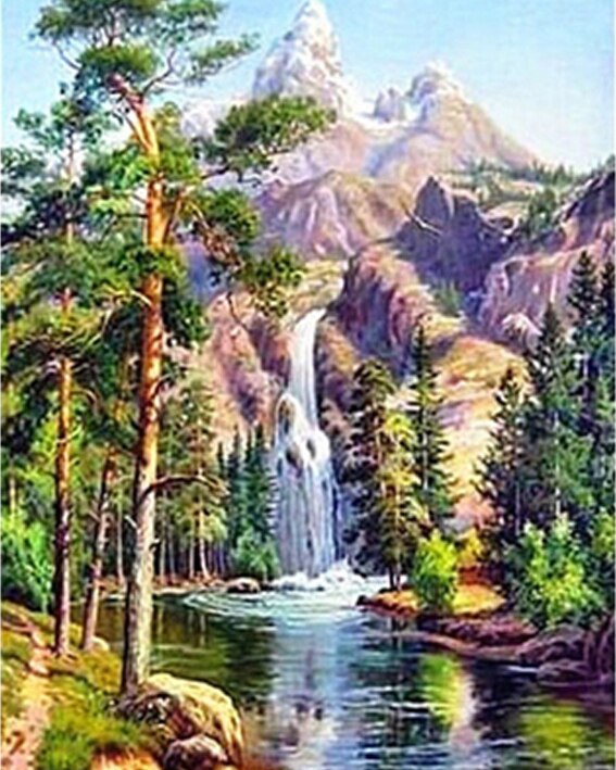 5D diamant schilderij Landschap Diamant Borduurwerk Waterval Landschap Foto Volledige Boor Tekening Mozaïek diamant Art Home Decor: DD1165 / 20*25 cm